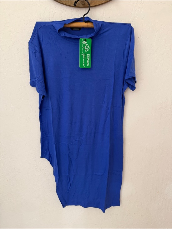 G by Giuliana Tops - G By Giuliana BLUE Black Label Drama Tunic Dress Open Hip Mock Turtle Neck L
